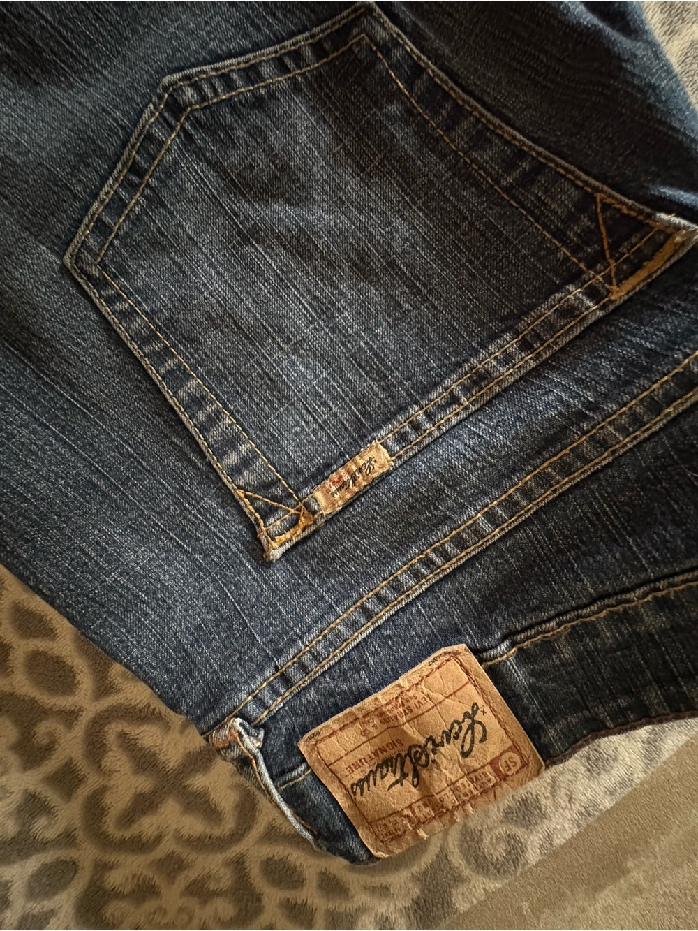 Signature by Levi Strauss Women’s Dark Blue Boyfriend Jeans with Tan Accents